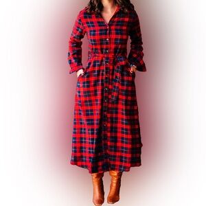 Kiel James Patrick Cozy Cabin Flannel Maxi Dress Size 2 NWT
